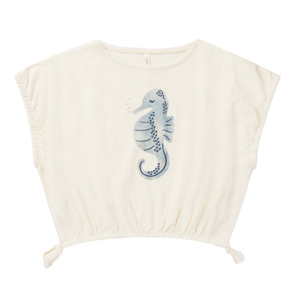 Rylee + Cru Cropped Cinch Tee - Seahorse